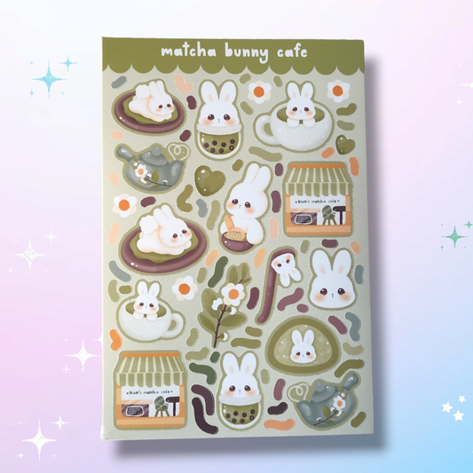 Matcha bunny Cafe sticker sheet